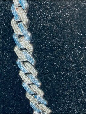 Elegant Silver and Blue Crystal Necklace 19-20”